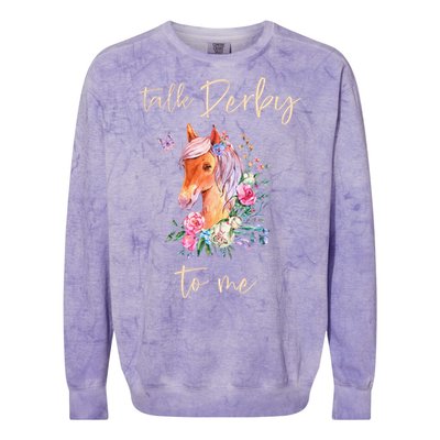 Talk Derby To Me Horse Racing Fan Colorblast Crewneck Sweatshirt