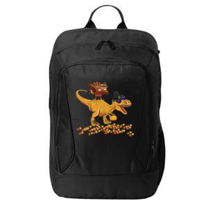 Thanksgiving Dabbing Turkey T Rex Dinosaur Costume Boys Gift City Backpack