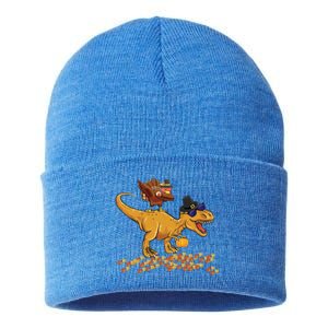 Thanksgiving Dabbing Turkey T Rex Dinosaur Costume Boys Gift Sustainable Knit Beanie