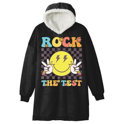 Testing Day Teacher Student Motivational Rock The Test Hooded Wearable Blanket
