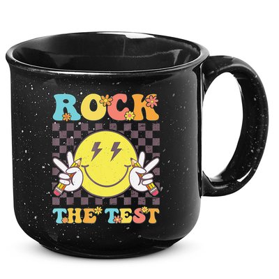 Testing Day Teacher Student Motivational Rock The Test 15oz Campfire Ceramic Mug