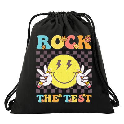 Testing Day Teacher Student Motivational Rock The Test Drawstring Bag
