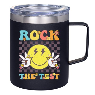 Testing Day Teacher Student Motivational Rock The Test 12oz Stainless Steel Coffee Mug