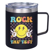Testing Day Teacher Student Motivational Rock The Test 12oz Stainless Steel Coffee Mug