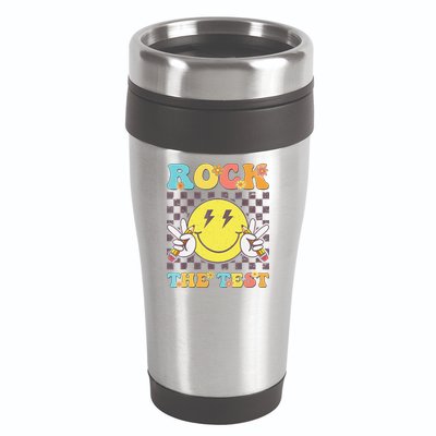 Testing Day Teacher Student Motivational Rock The Test 16oz Travel Tumbler