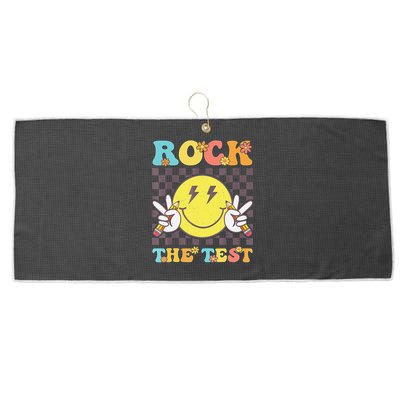 Testing Day Teacher Student Motivational Rock The Test Large Microfiber Waffle Golf Towel