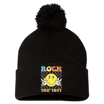 Testing Day Teacher Student Motivational Rock The Test Pom Pom 12in Knit Beanie