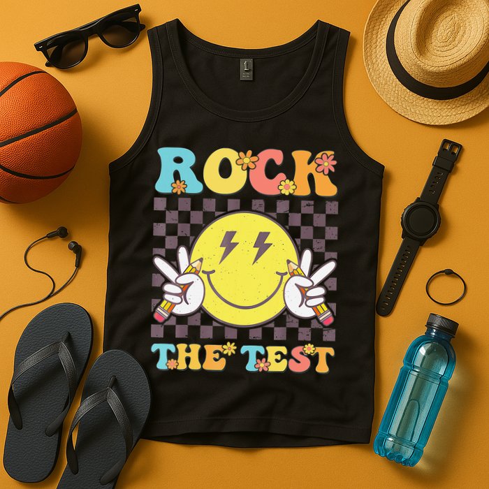 Testing Day Teacher Student Motivational Rock The Test Tank Top