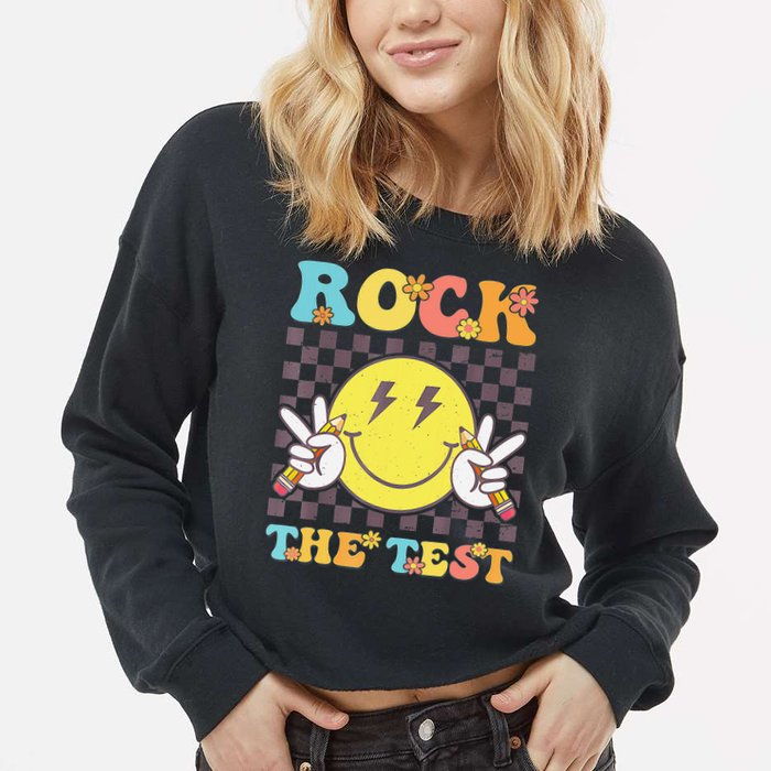 Testing Day Teacher Student Motivational Rock The Test Cropped Pullover Crew