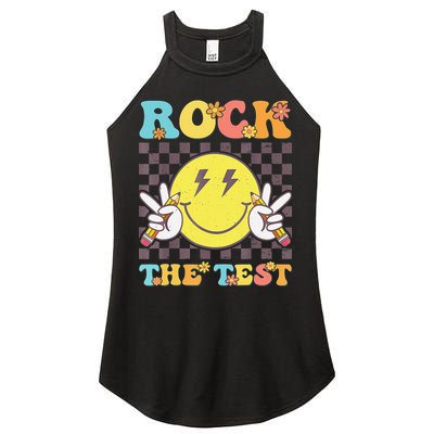 Testing Day Teacher Student Motivational Rock The Test Women's Perfect Tri Rocker Tank
