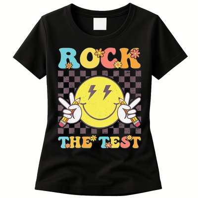 Testing Day Teacher Student Motivational Rock The Test Womens T-Shirt