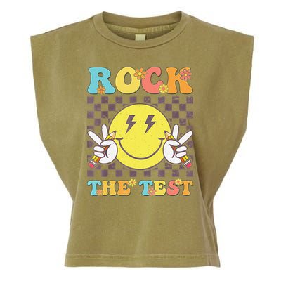 Testing Day Teacher Student Motivational Rock The Test Garment-Dyed Women's Muscle Tee