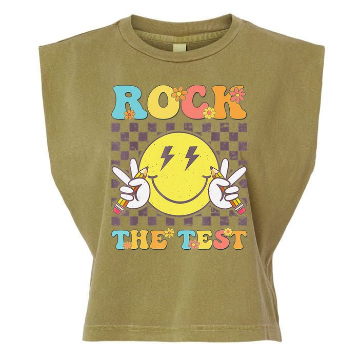 Testing Day Teacher Student Motivational Rock The Test Garment-Dyed Women's Muscle Tee