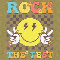 Testing Day Teacher Student Motivational Rock The Test Garment-Dyed Women's Muscle Tee
