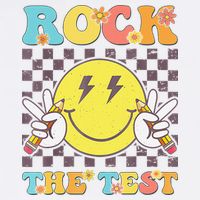 Testing Day Teacher Student Motivational Rock The Test Garment-Dyed Sweatshirt