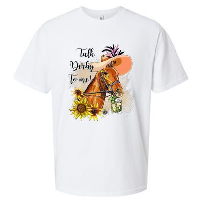 Talk Derby To Me Sunflower Horse Racing Funny Derby Day Sueded Cloud Jersey T-Shirt