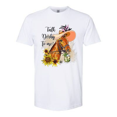 Talk Derby To Me Sunflower Horse Racing Funny Derby Day Softstyle CVC T-Shirt