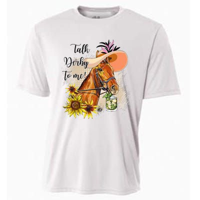 Talk Derby To Me Sunflower Horse Racing Funny Derby Day Cooling Performance Crew T-Shirt