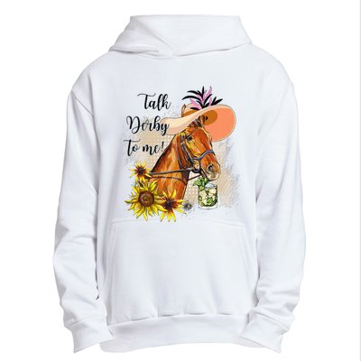 Talk Derby To Me Sunflower Horse Racing Funny Derby Day Urban Pullover Hoodie