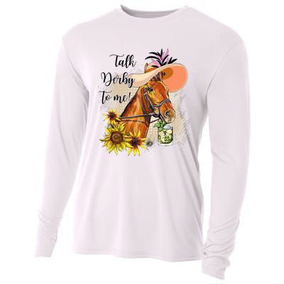 Talk Derby To Me Sunflower Horse Racing Funny Derby Day Cooling Performance Long Sleeve Crew