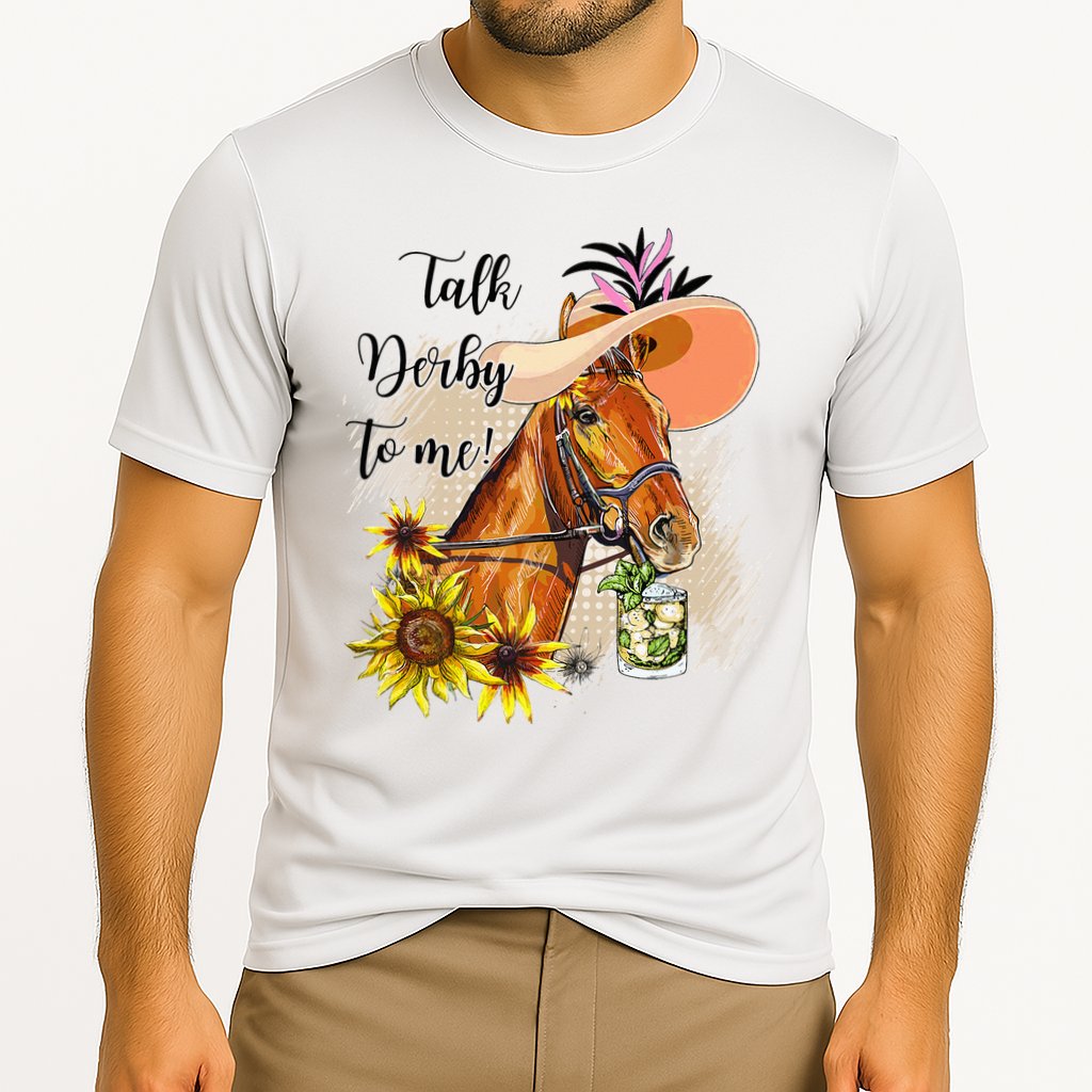 Talk Derby To Me Sunflower Horse Racing Cooling Performance Crew T-Shirt