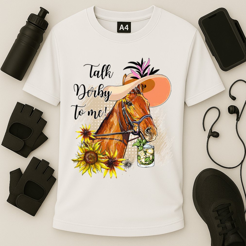 Talk Derby To Me Sunflower Horse Racing Cooling Performance Crew T-Shirt
