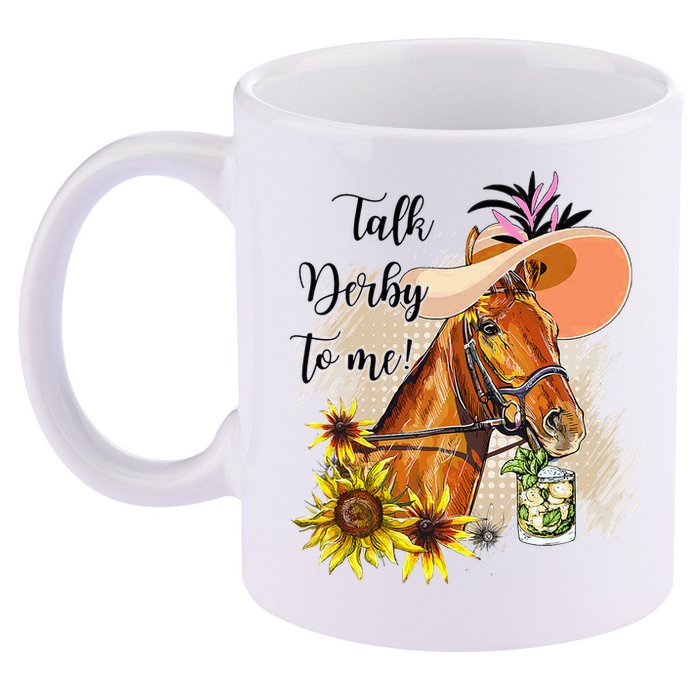 Talk Derby To Me Sunflower Horse Racing 11oz C Handle Ceramic Mug