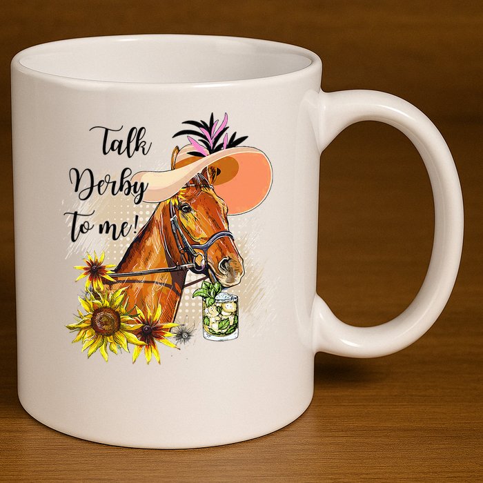 Talk Derby To Me Sunflower Horse Racing 11oz C Handle Ceramic Mug