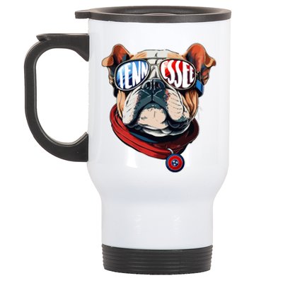 Tennessee Dog Tri Stars Flag Sports Fan Stainless Steel Travel Mug