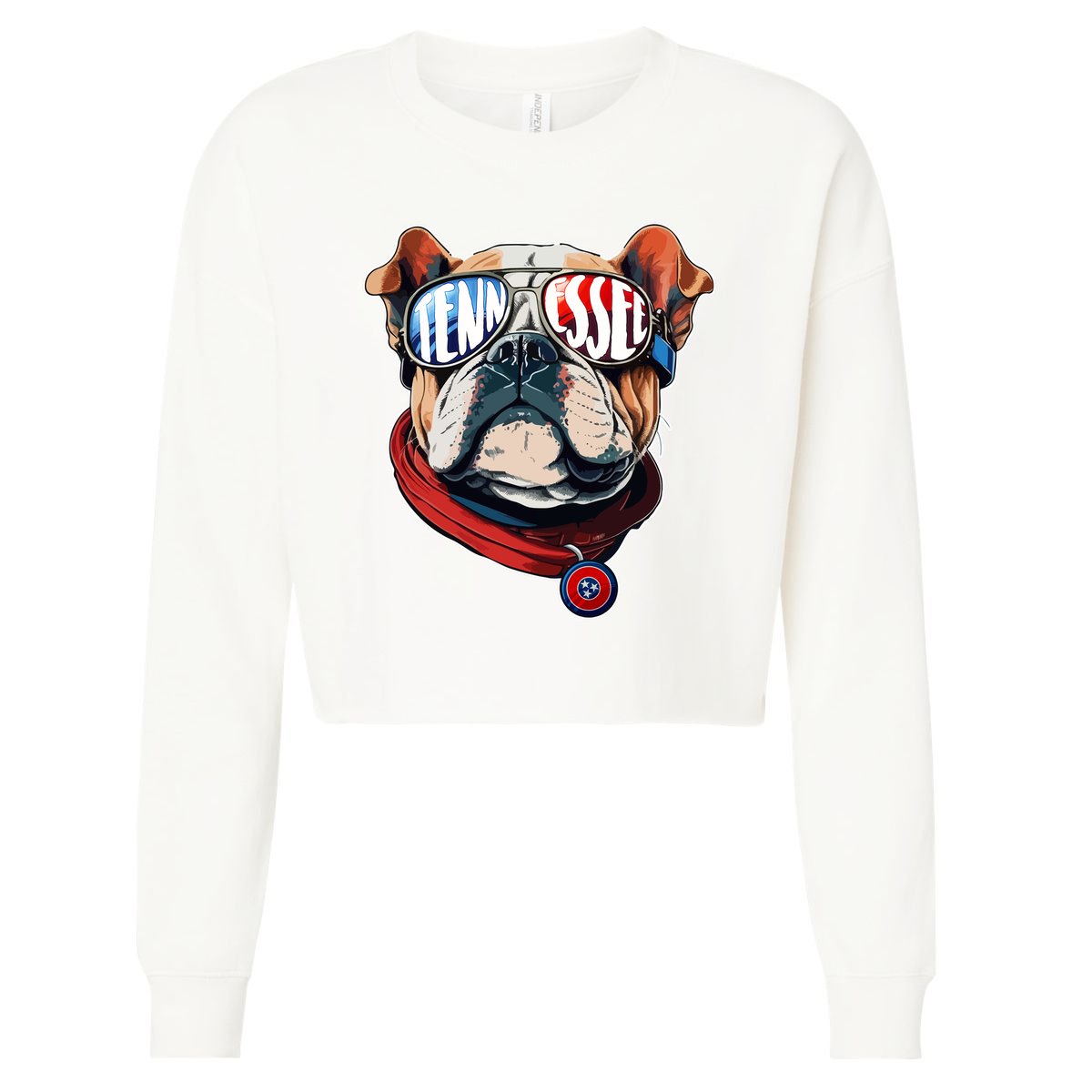 Tennessee Dog Tri Stars Flag Sports Fan Cropped Pullover Crew
