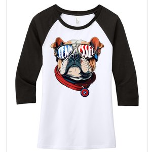 Tennessee Dog Tri Stars Flag Sports Fan Women's Tri-Blend 3/4-Sleeve Raglan Shirt