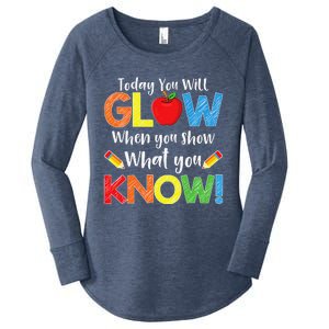 Test Day Teacher Show What You Know Funny Exam Women's Perfect Tri Tunic Long Sleeve Shirt