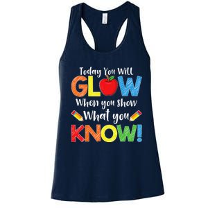 Test Day Teacher Show What You Know Funny Exam Women's Racerback Tank