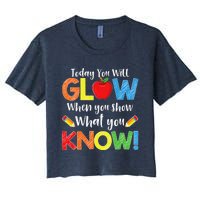 Test Day Teacher Show What You Know Funny Exam Women's Crop Top Tee