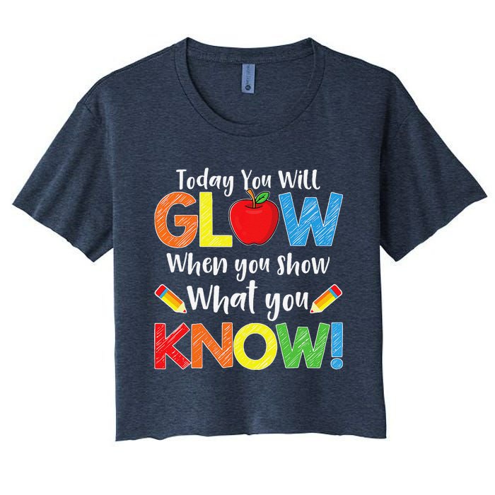 Test Day Teacher Show What You Know Funny Exam Women's Crop Top Tee