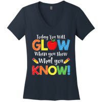 Test Day Teacher Show What You Know Funny Exam Women's V-Neck T-Shirt