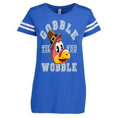 Thanksgiving Day Turkey Gobble Till You Wobble Friendsgiving Enza Ladies Jersey Football T-Shirt