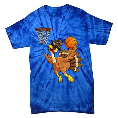 Thanksgiving Day Turkey Basketball Player Funny Pilgrim Meaningful Gift Tie-Dye T-Shirt