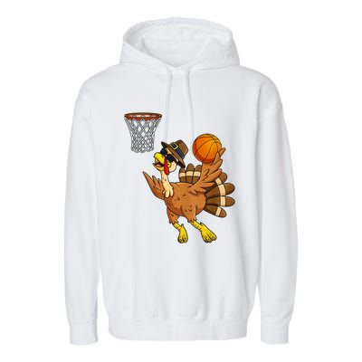 Thanksgiving Day Turkey Basketball Player Funny Pilgrim Meaningful Gift Garment-Dyed Fleece Hoodie