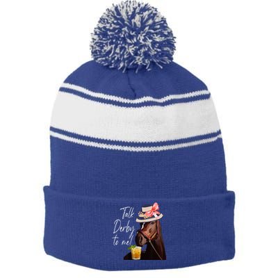 Talk Derby To Me Horse Stripe Pom Pom Beanie