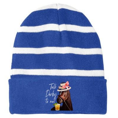 Talk Derby To Me Horse Striped Beanie with Solid Band