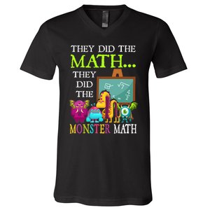 They Did The Math They Did The Monster Math Funny Halloween V-Neck T-Shirt