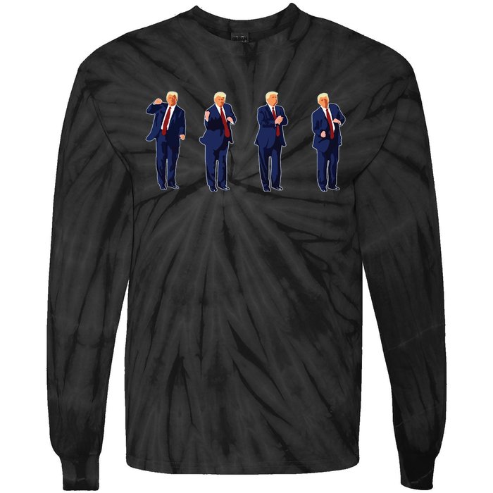 Trump Dance Trump 2024 Tie-Dye Long Sleeve Shirt