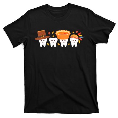 Thanksgiving Dental Tooth Characters Dentist Cute Turkey T-Shirt