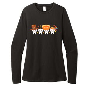 Thanksgiving Dental Tooth Characters Dentist Cute Turkey Womens CVC Long Sleeve Shirt