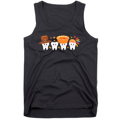 Thanksgiving Dental Tooth Characters Dentist Cute Turkey Tank Top