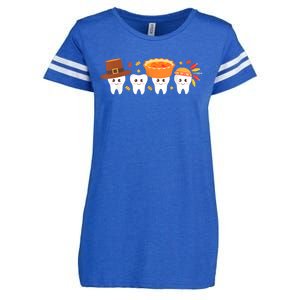 Thanksgiving Dental Tooth Characters Dentist Cute Turkey Enza Ladies Jersey Football T-Shirt