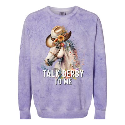 Talk Derby To Me Horse Racing Colorblast Crewneck Sweatshirt