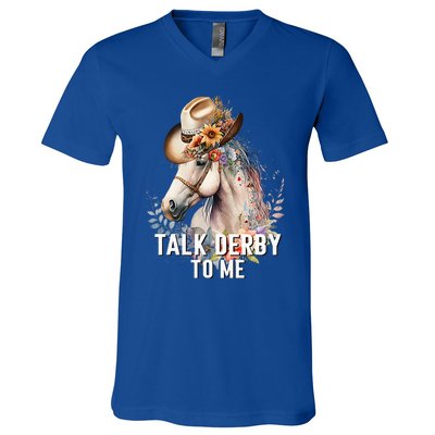 Talk Derby To Me Horse Racing V-Neck T-Shirt