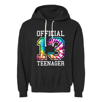 Tie Dye Teenager 13th Birthday Garment-Dyed Fleece Hoodie